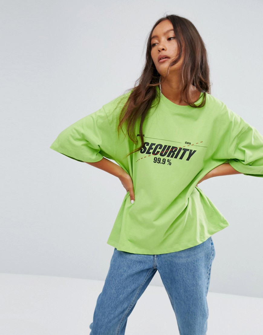 Оверсайз-футболка с принтом Security STYLENANDA - Зеленый STYLE NANDA 