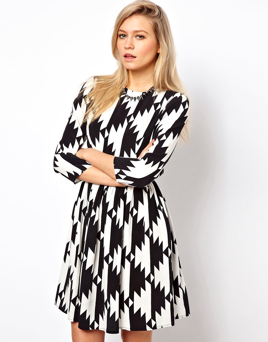 Image 1 of ASOS Skater Dress In Cut About Graphic Shape