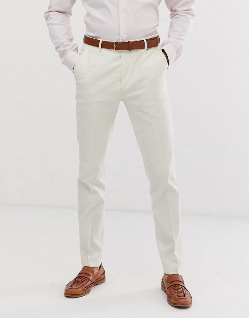 Avail London linen skinny fit suit trousers in stone