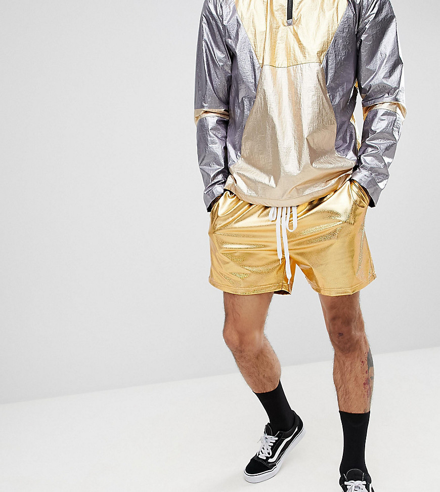 Reclaimed Vintage Inspired Shorts In Gold Metallic - Gold