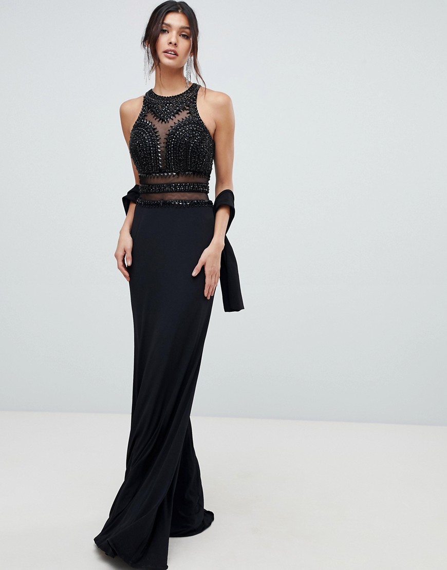 Forever Unique embellished cut out maxi dress - Black