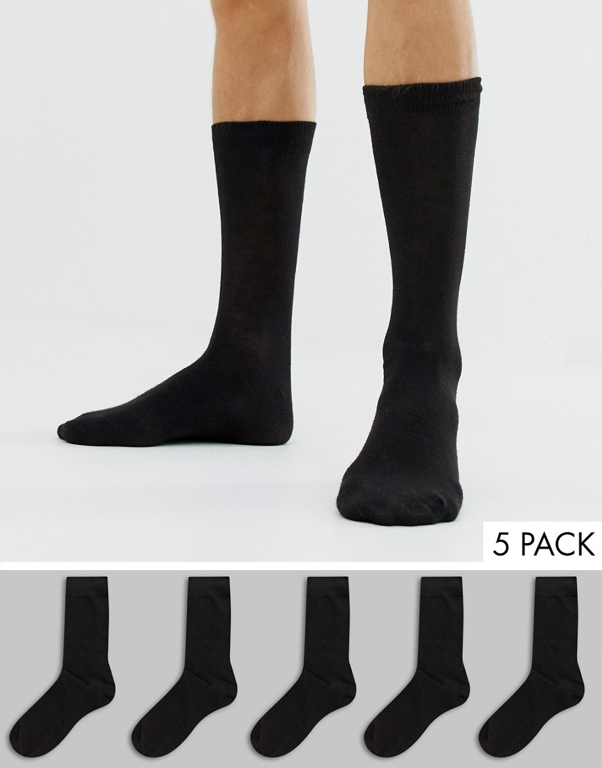 Brave Soul 5 Pack Black Socks