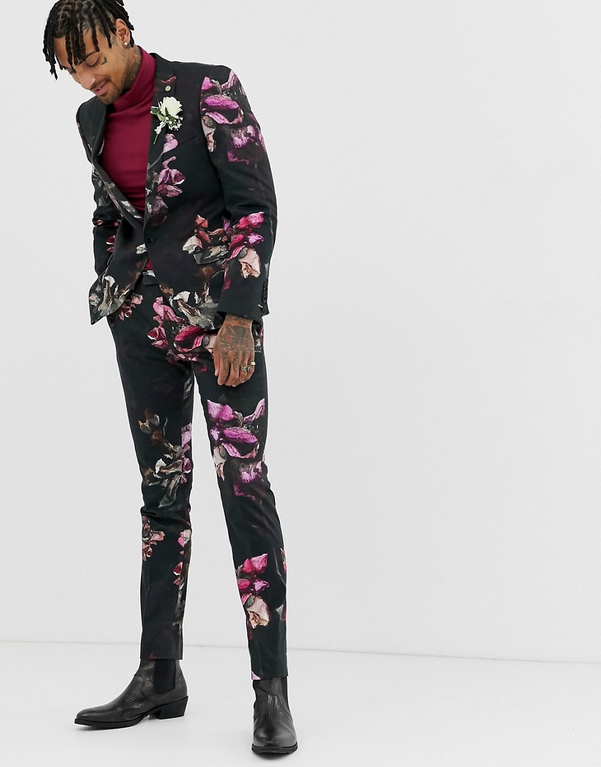Twisted Tailor super skinny suit trousers in floral print