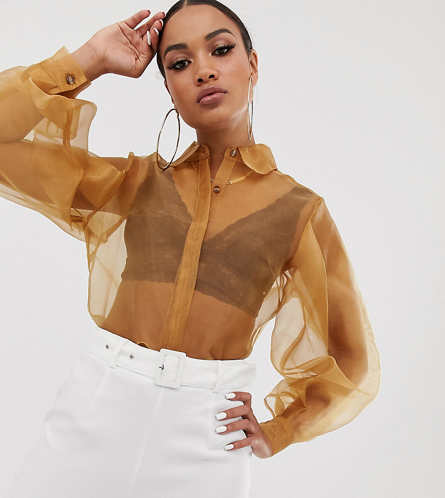 UNIQUE21 organza shirt with balloon sleeves