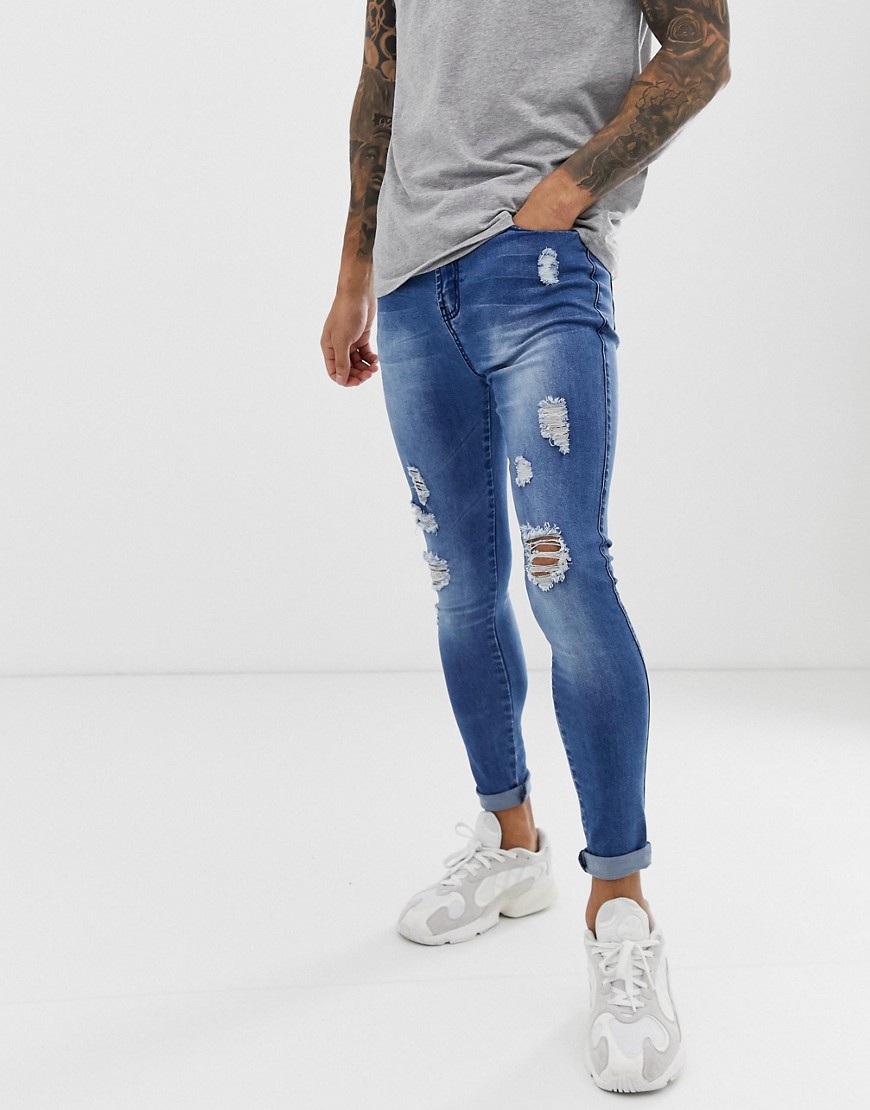 Good For Nothing super skinny jeans in blue with distressing