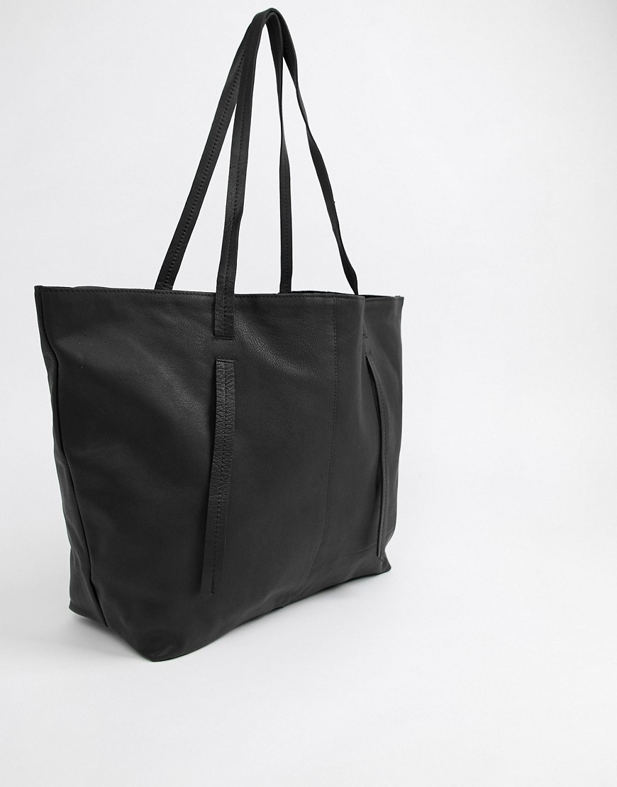 Кожаная сумка-шоппер ASOS - Черный ASOS DESIGN 