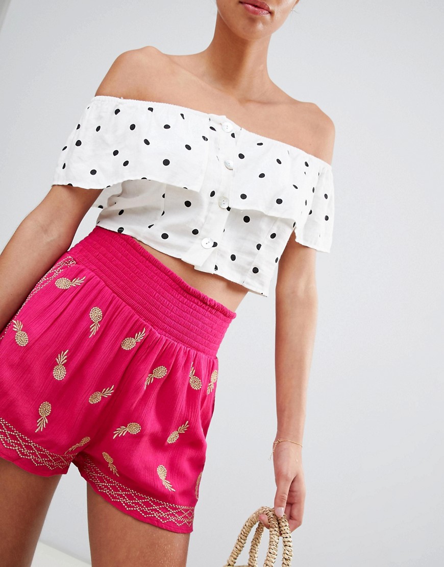 Missguided embroidered shorts