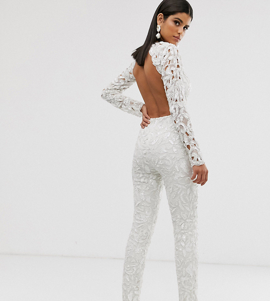 ASOS EDITION Tall sequin cutwork jumpsuit with open back