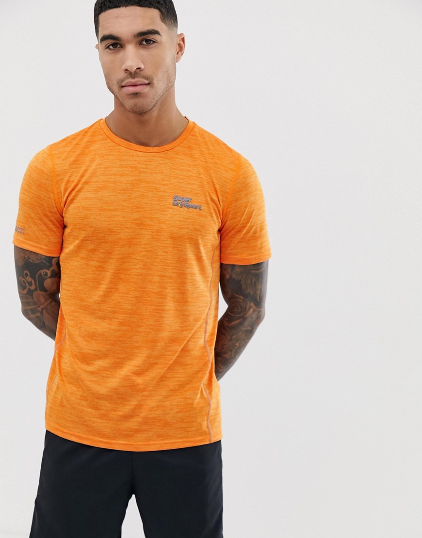 Superdry Sport logo space dye t-shirt in orange