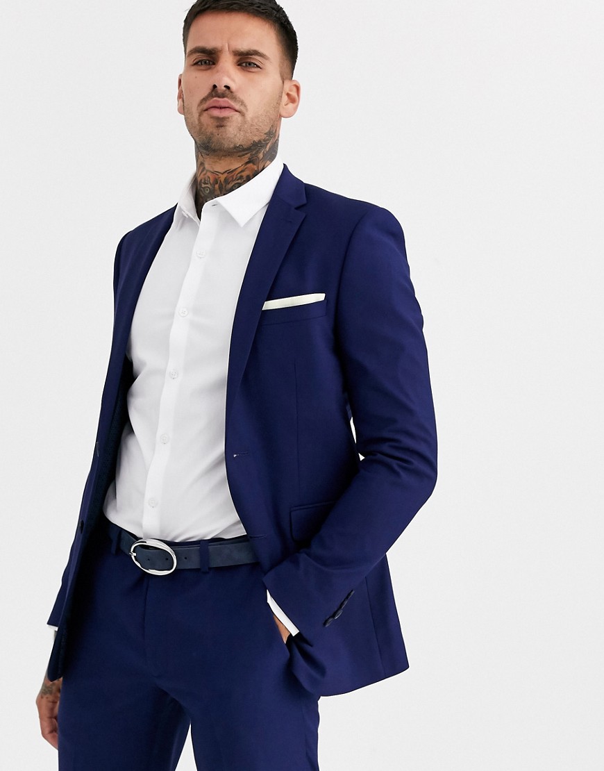 Burton Menswear skinny suit jacket in blue