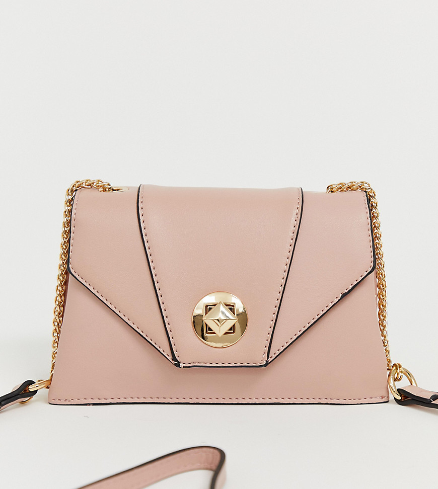Oasis cross body bag with clasp in pink