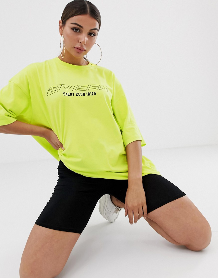 Missguided oversized slogan t-shirt in neon lime