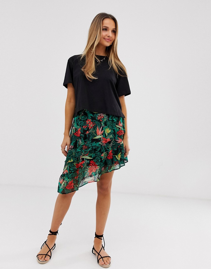 Vila tropical ruffle skirt