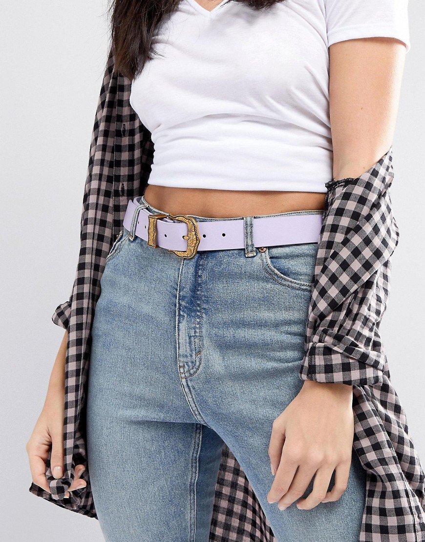 ASOS Lilac Western Belt with Old Gold Buckle