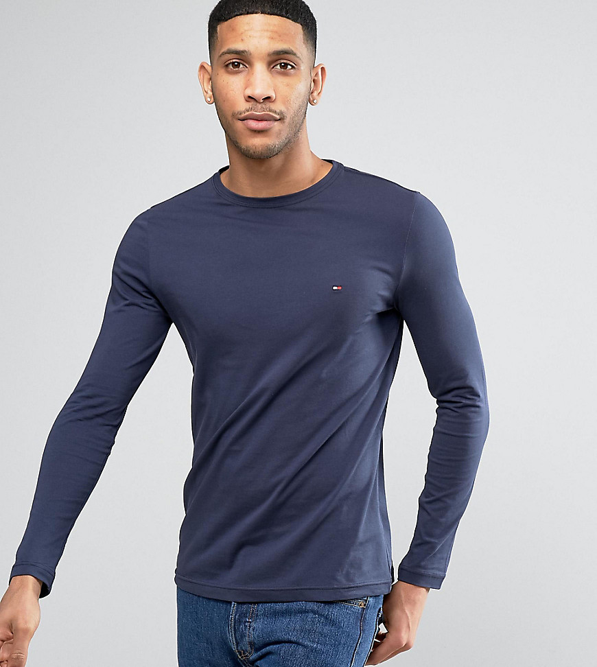 Tommy Hilfiger long sleeve top flag logo in navy exclusive at asos