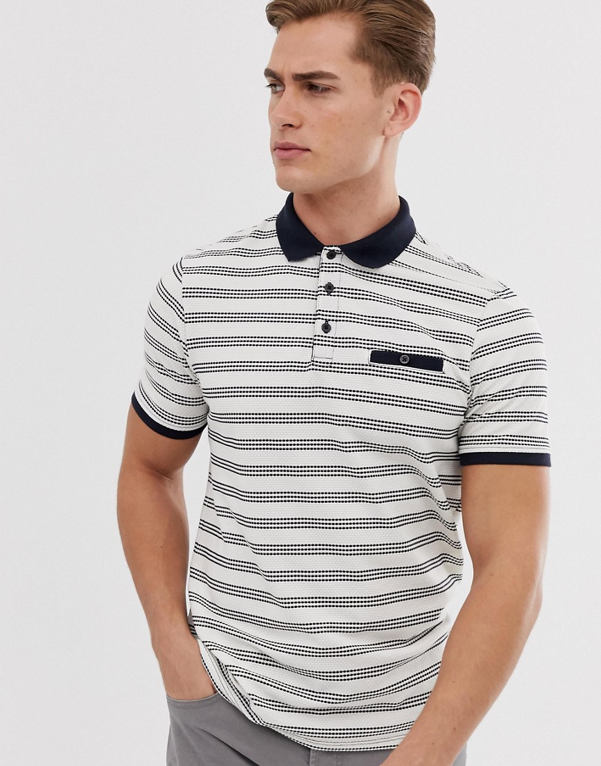 Burton Menswear short sleeve striped polo shirt in navy