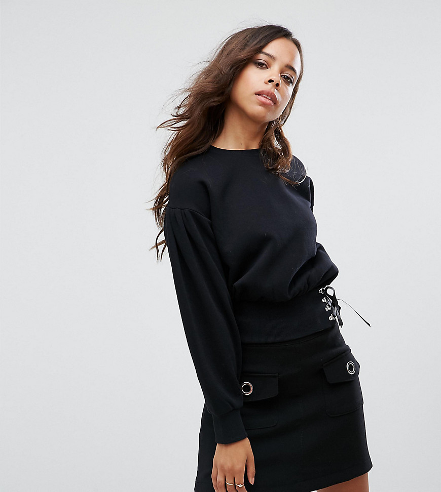 Miss Selfridge Petite Corset Detail Sweater - Black