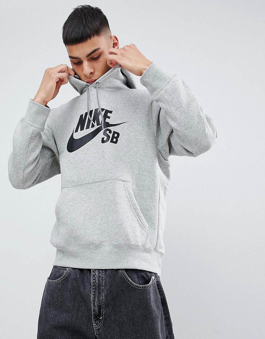 Nike SB Icon Hoodie In Grey AJ9733-063