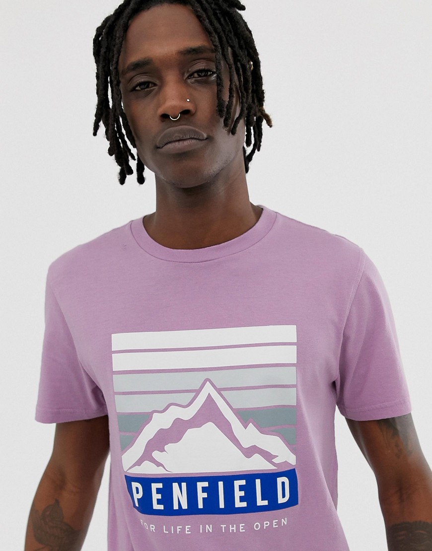 Penfield mountain chest logo print crew neck t-shirt in lavender