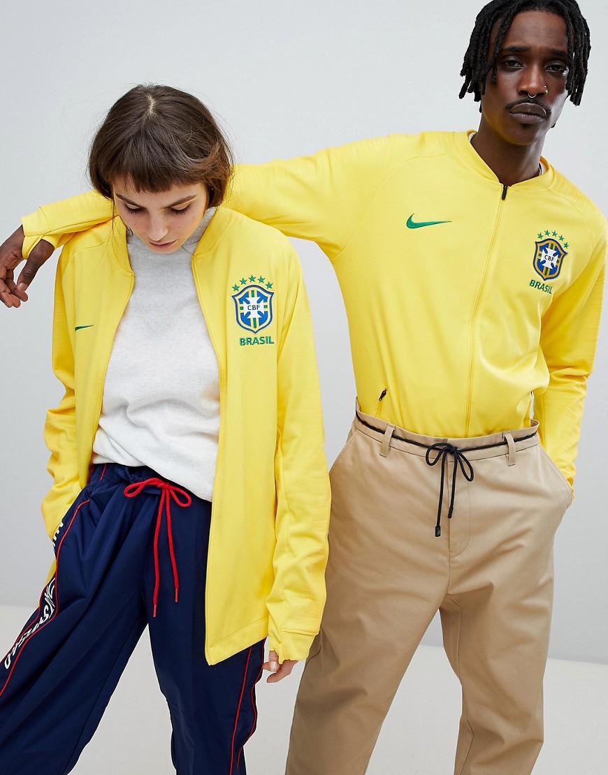 Nike Football Brazil Full Zip Track Jacket In Yellow 893584-749