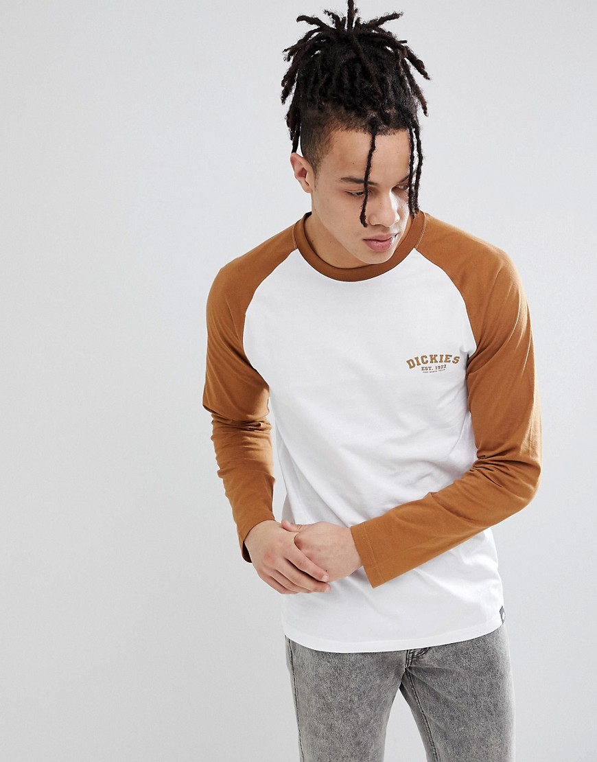 Dickies Raglan Long Sleeve T-Shirt With Brown Duck Sleeve - Brown