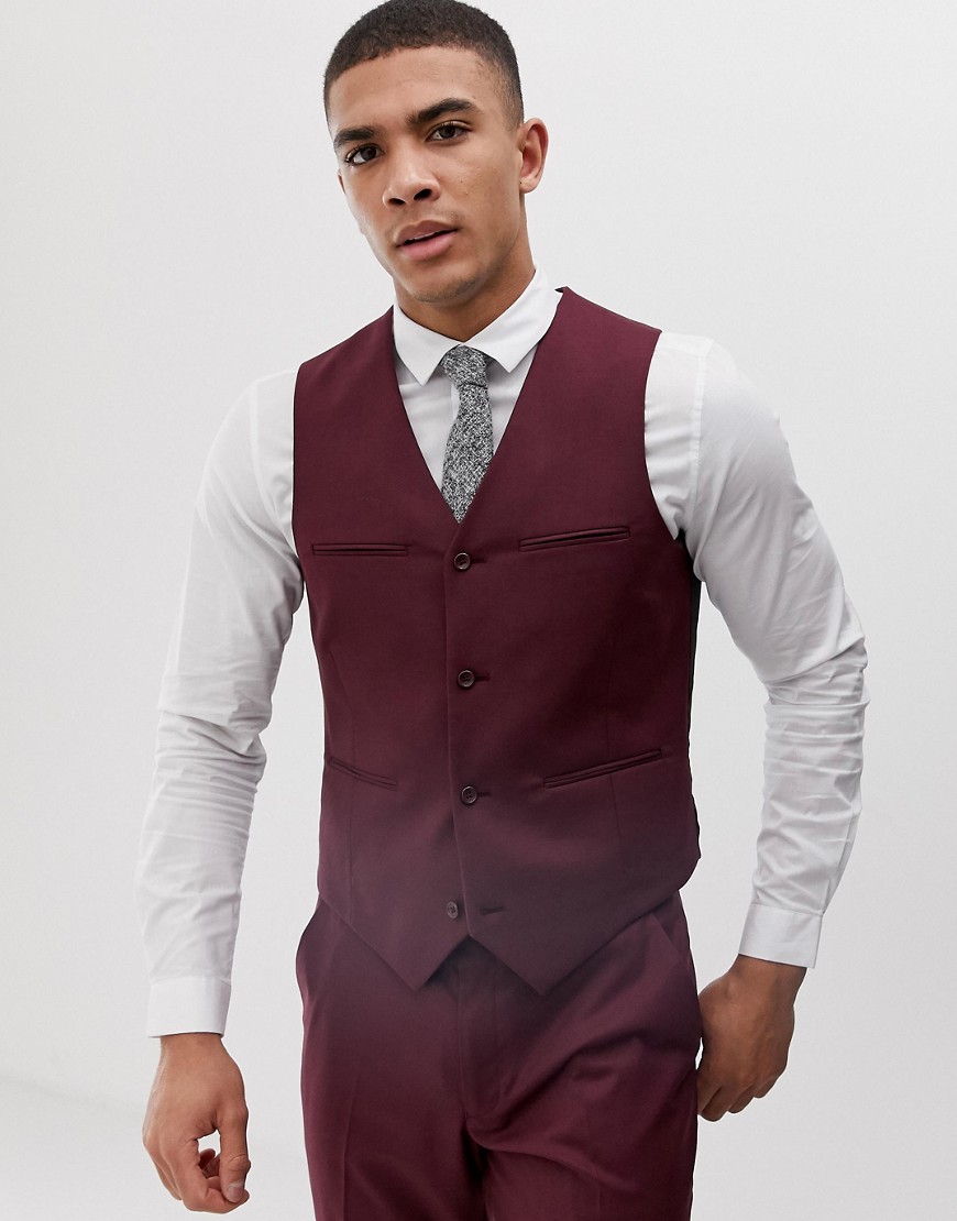 ASOS DESIGN slim suit waistcoat in light burgundy