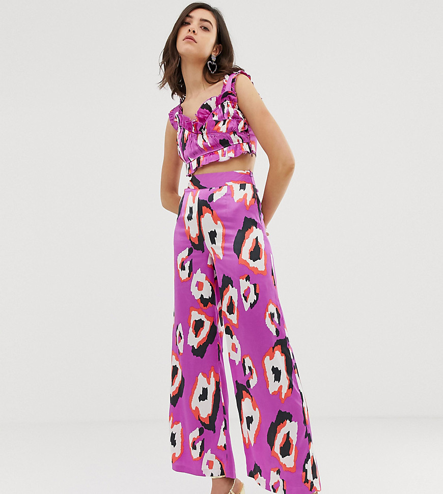 Dusty Daze high waist wide leg trousers in abstract print co-ord