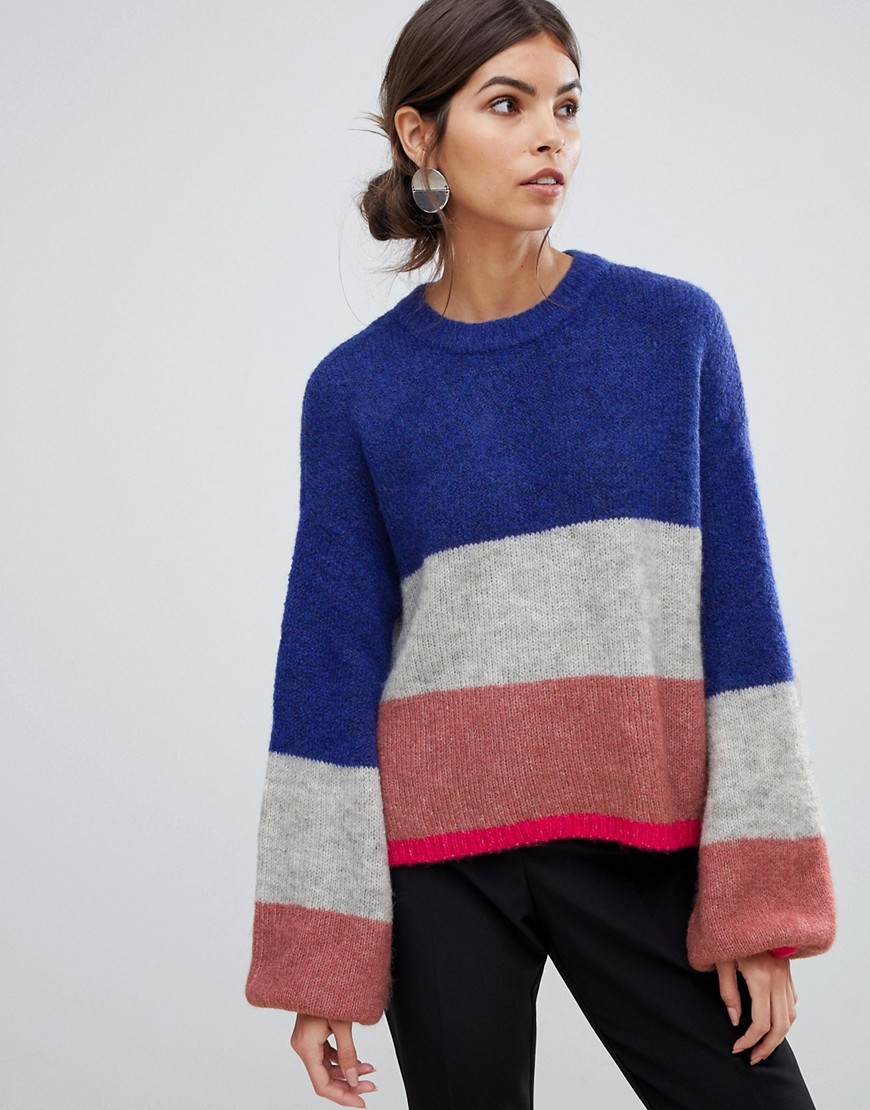 Y.A.S stripe brushed knitted jumper