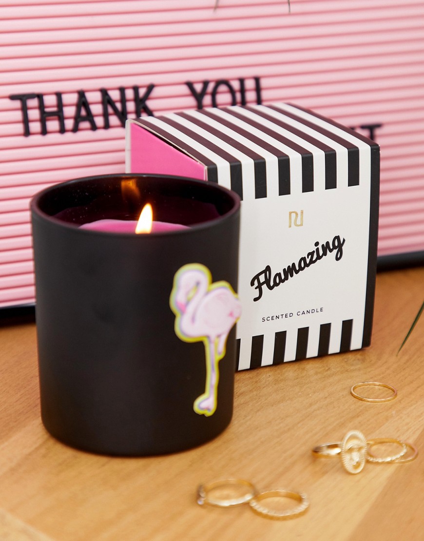 River Island candle with flamingo in black