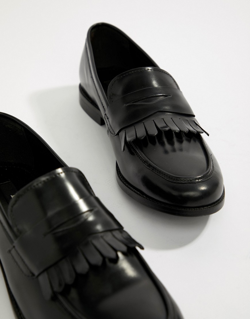 Dune Loafers In Black Hi-Shine Leather