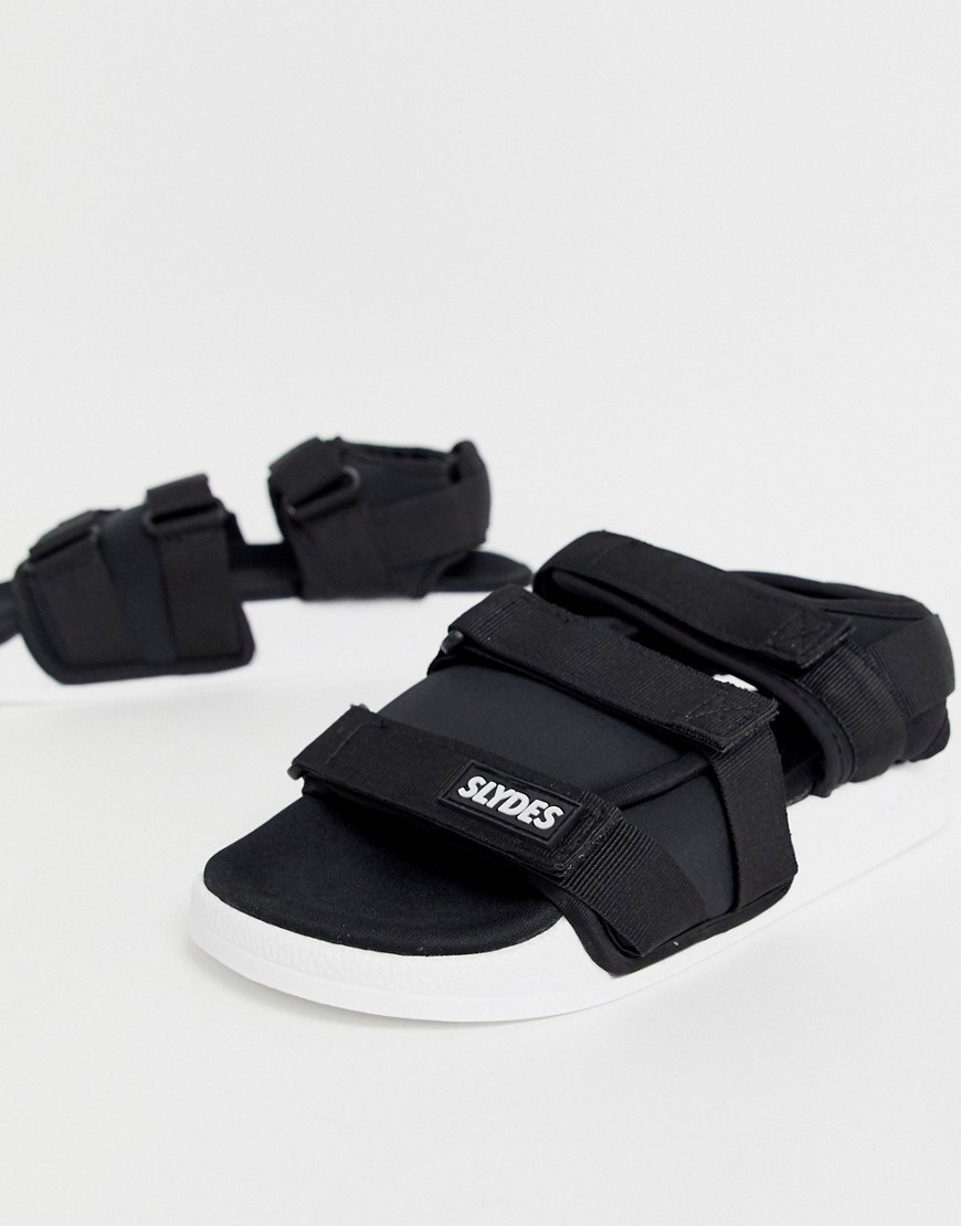 Slydes chunky sandal in black and white