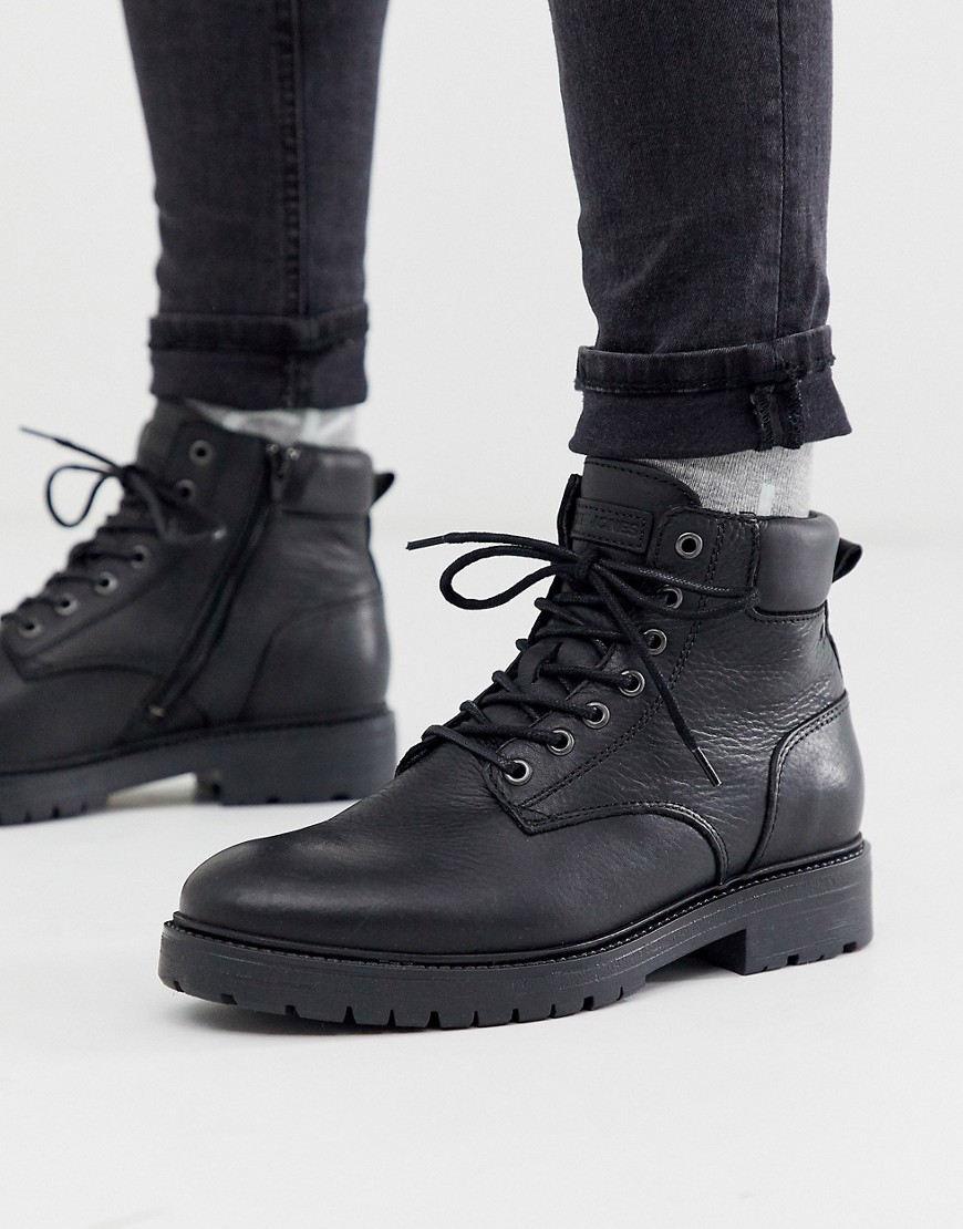 Jack & Jones lace up boots in black