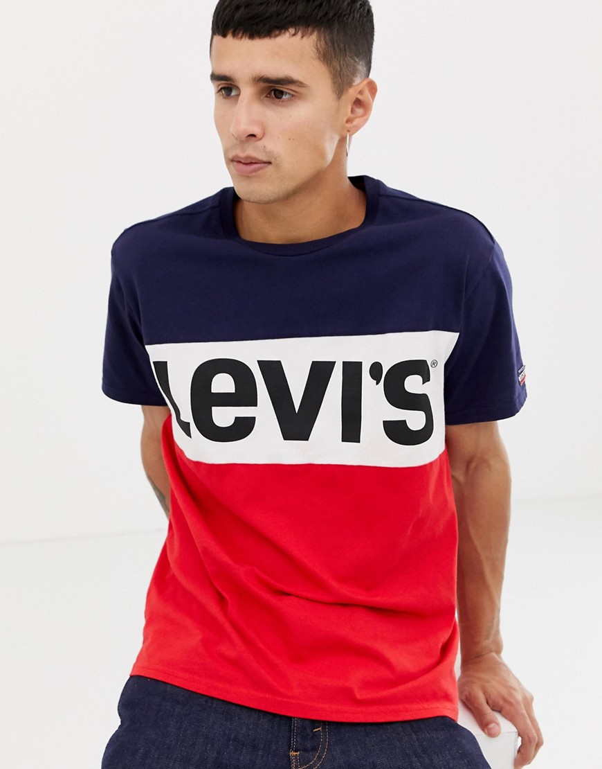 Levi's colour block logo t-shirt red - Colorblock tee peaco