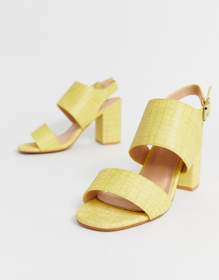 Park Lane two part heeled sandals in yellow croc