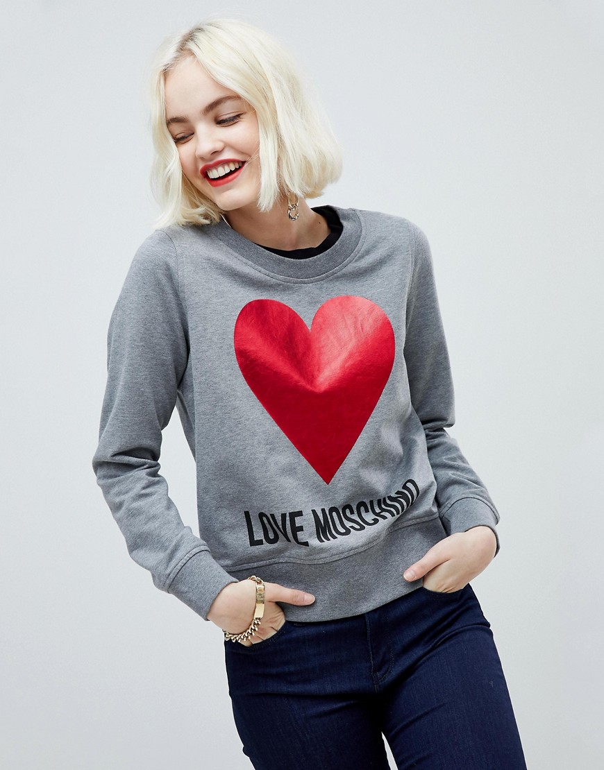 Love Moschino Glitter Heart Sweater - Grey