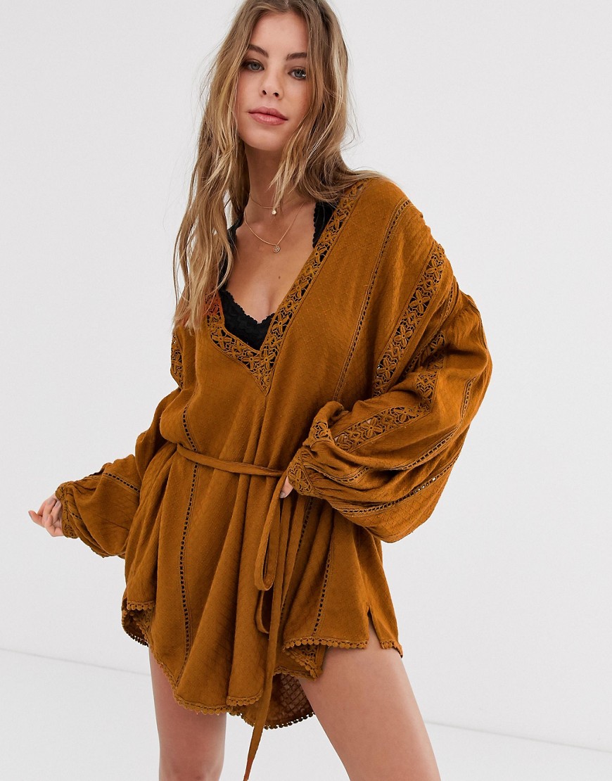 Free People I Mean It embroidered playsuit