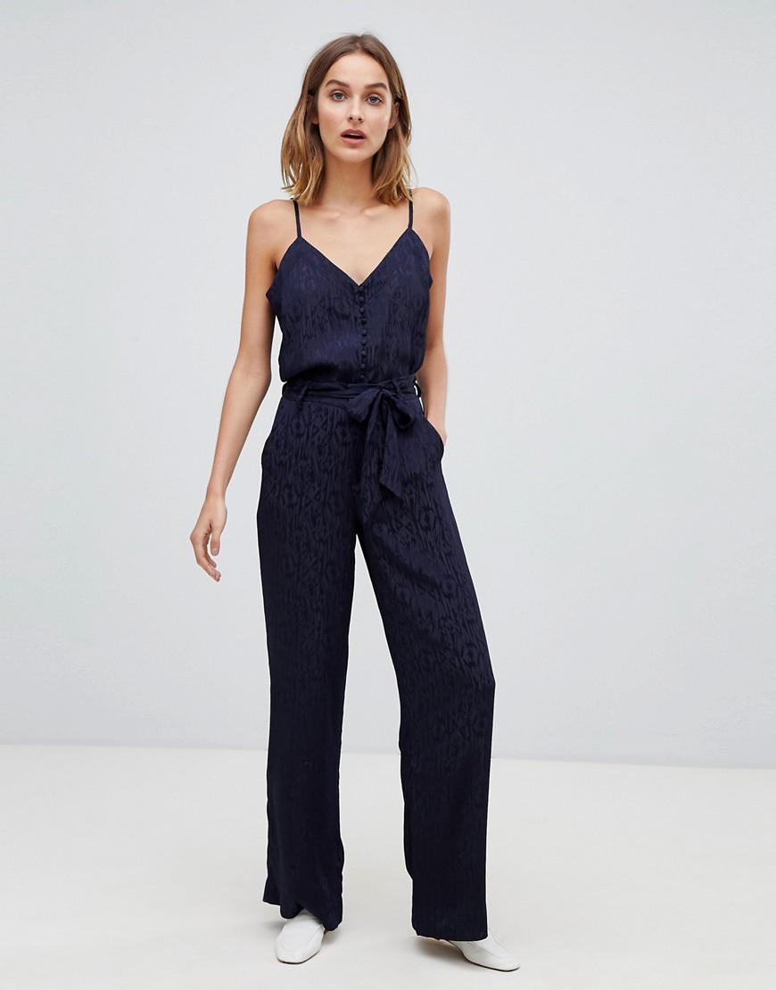 Gestuz Cete lace belted wide leg trousers - Deep well