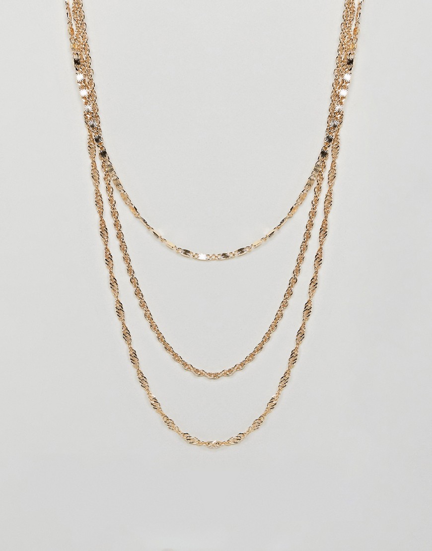 Asos Design Vintage Style Layered Chain Pack In Gold Tone - Gold