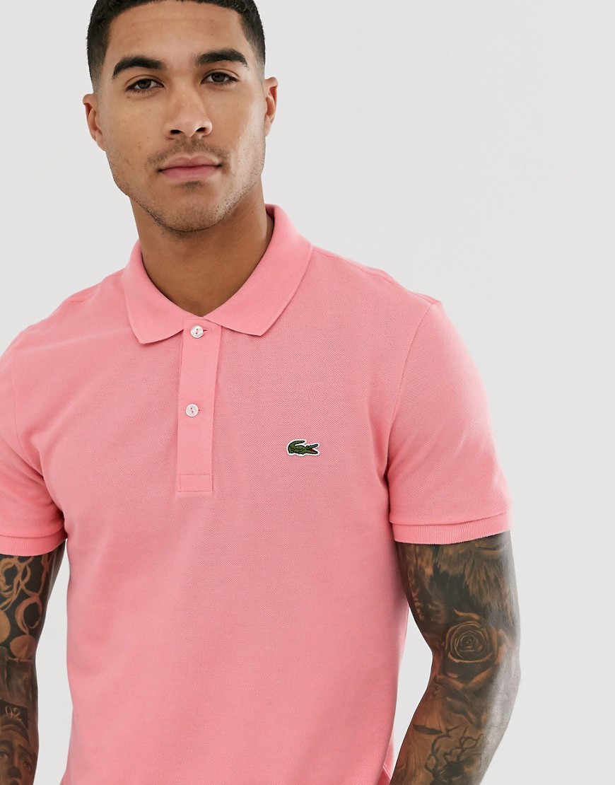 Lacoste slim fit logo polo in pink