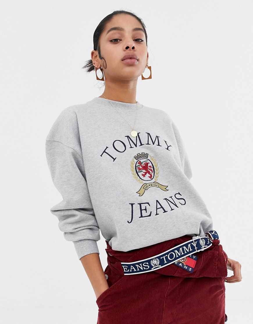 Tommy Jeans capsule crest logo sweatshirt - Grey htr 098