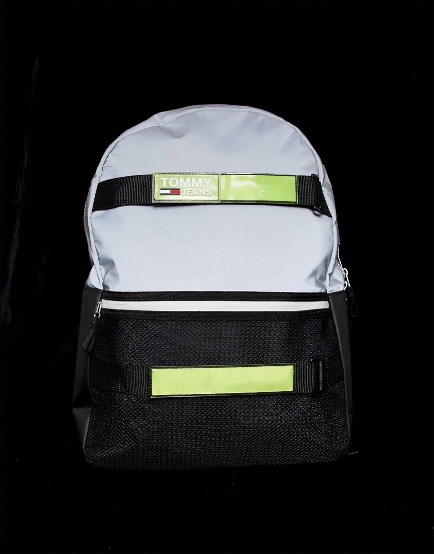 Tommy Jeans urban reflective skate backpack in grey