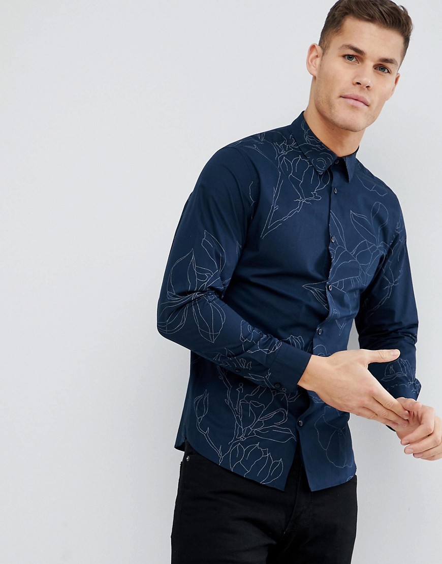 Selected Homme Slim Fit Smart Shirt With Floral Print