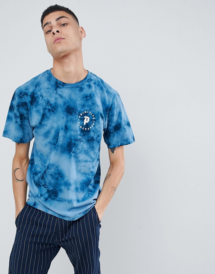 Primitive Skateboarding crystal wash T-shirt with Orbit back print in blue