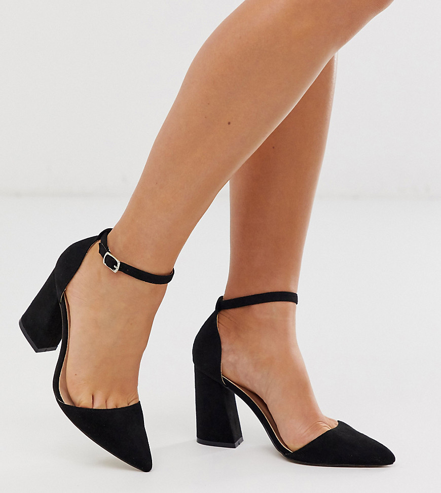 Glamorous Wide Fit pointed heeled shoes in black
