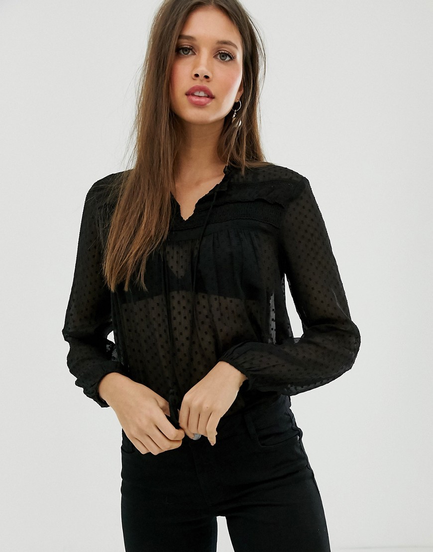 JDY lace blouse in black
