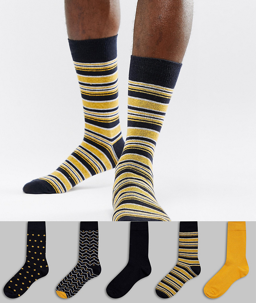 New Look socks in mustard 5 pack - Dark yellow