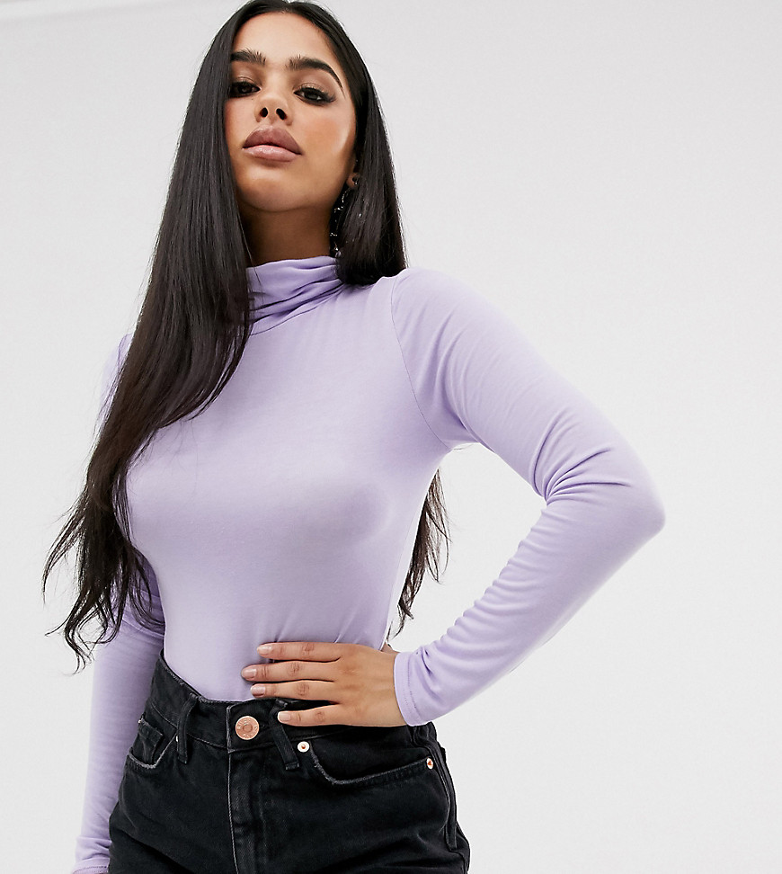 PrettyLittleThing Petite body with roll neck in lilac