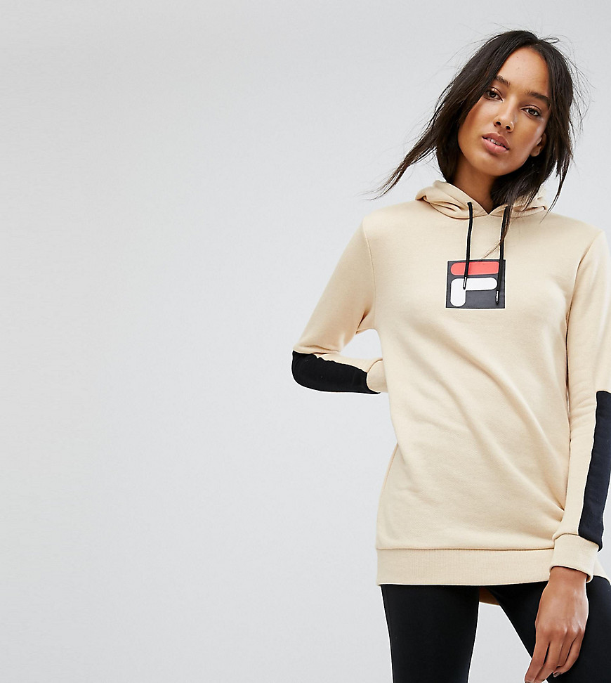 Fila Tall Hoodie with Contrast Logo Detail - Beige