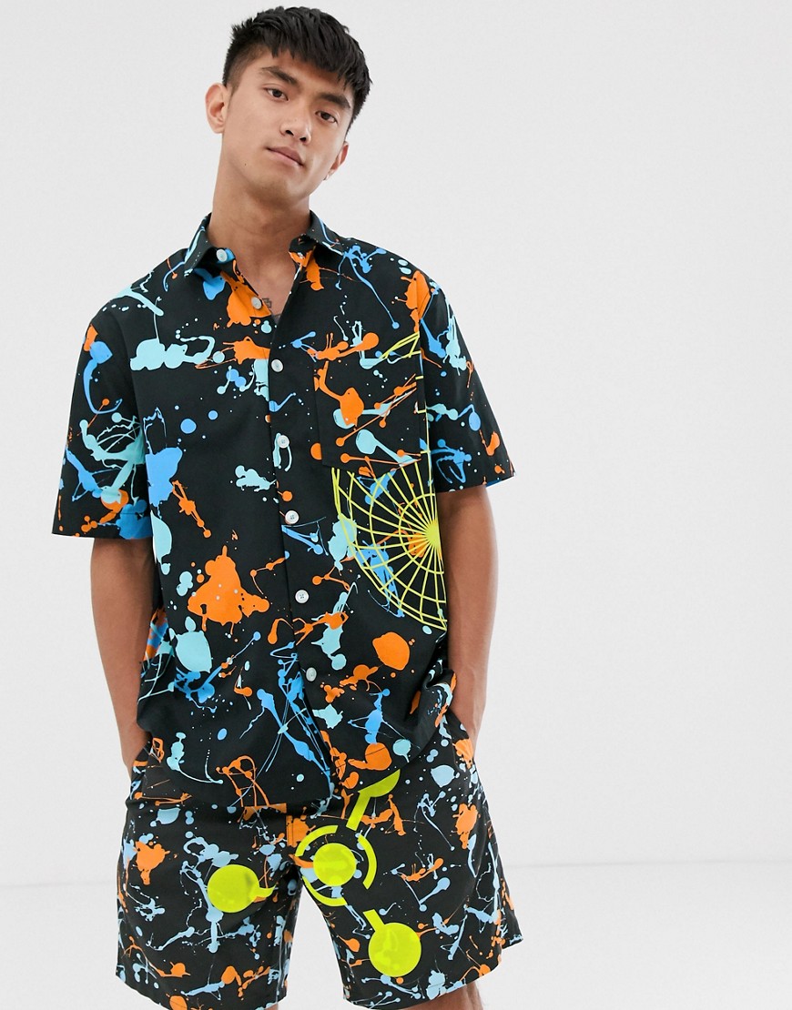 Crooked Tongues Rave paint splatter shirt co-ord