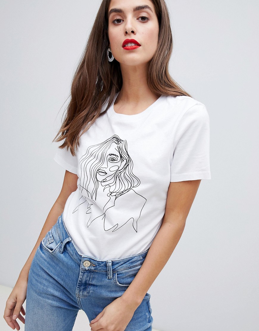 Vero Moda Sketch Face T Shirt